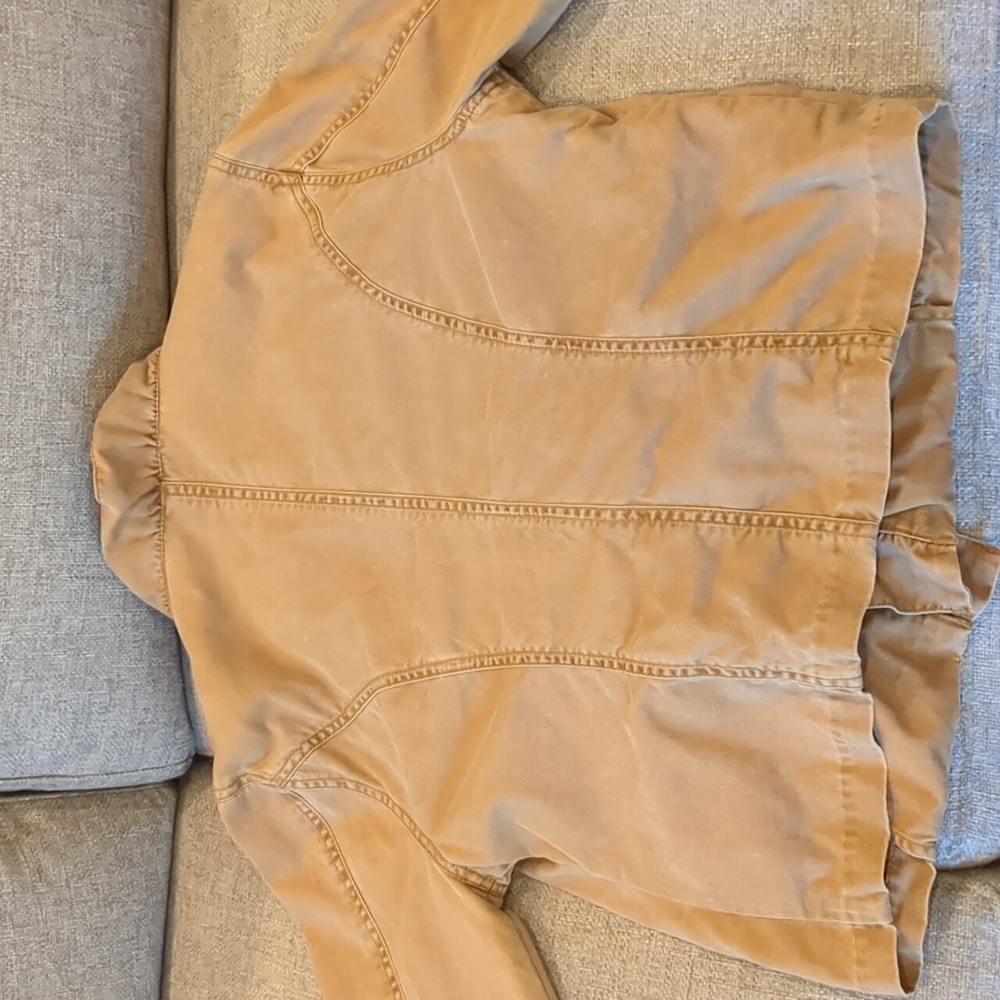 Free People Ruffled Military Jacket Tan Size Large 100% Cotton - Picture 13 of 16